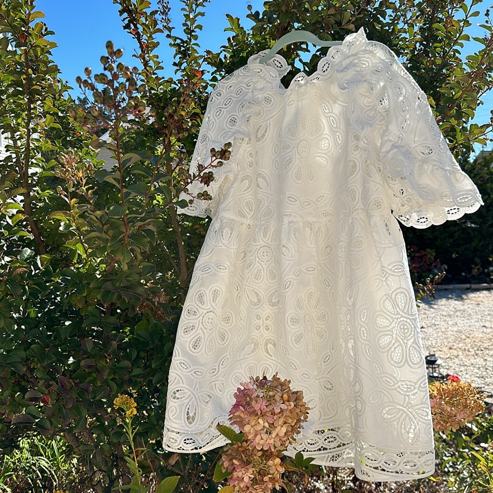 STUNNING Sezane dress 8 white lace wedding bridal shower rehearsal influencer - Picture 2 of 15